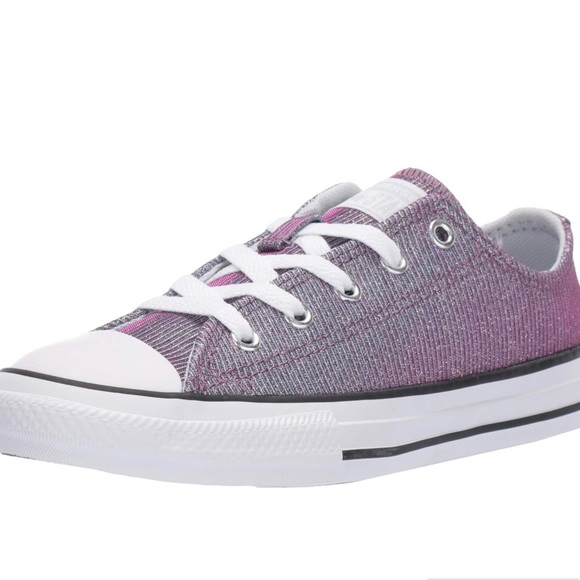CONVERSE Kids Chuck Taylor Space Star Sneakers Glitzy Glam Glittery Pink Size 6 - Picture 1 of 9